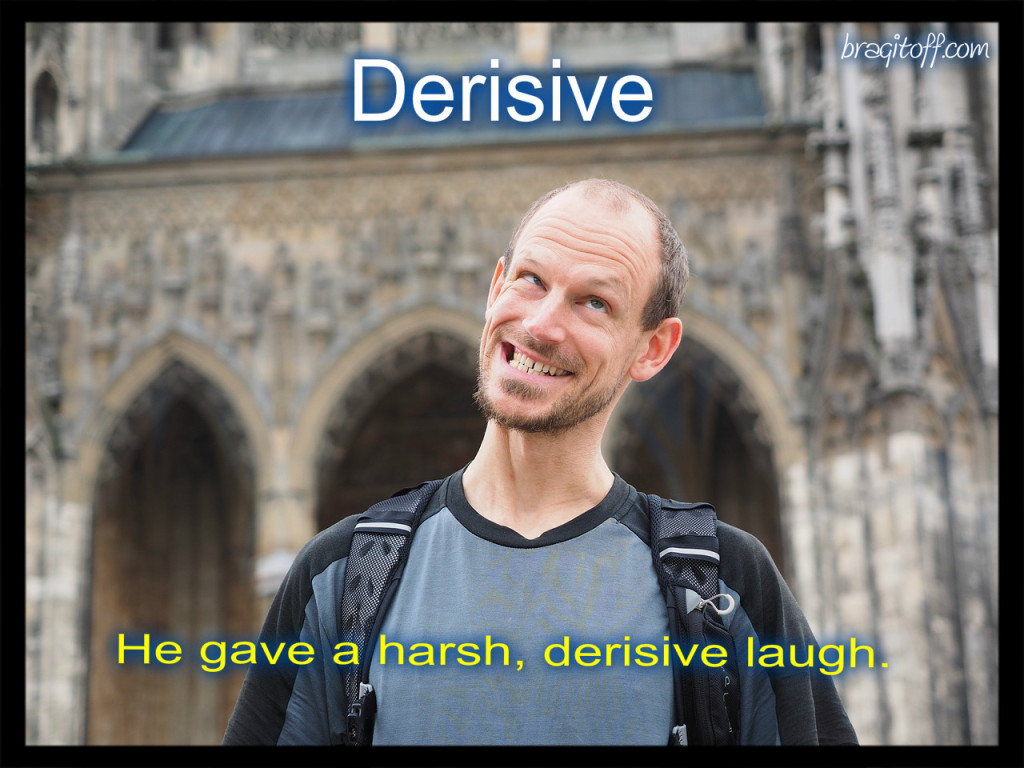 derisive laugh sentence image for the word visual meaning definition dictionary a mad man laughing