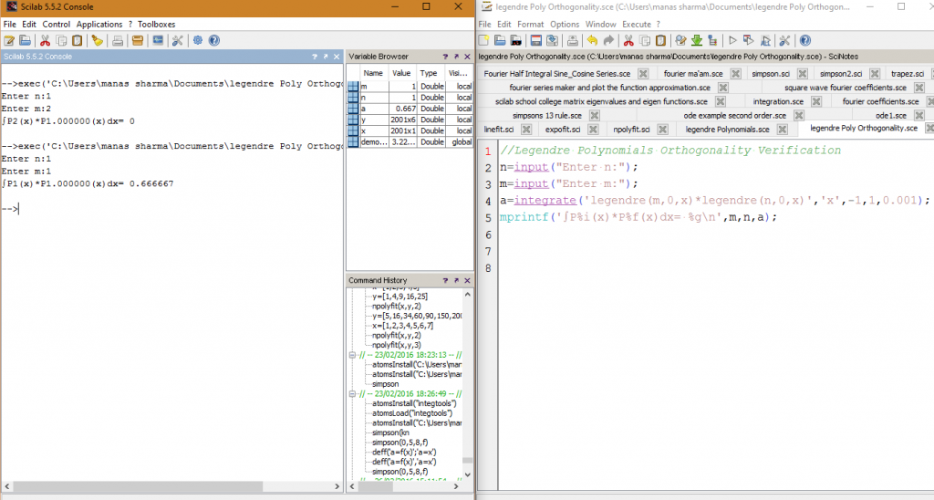 Checking the Orthogonality of Legendre Functions through SCILAB ...