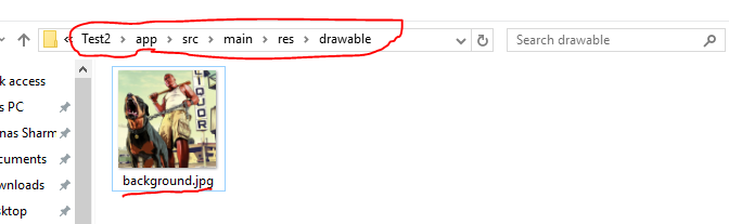 Location of the drawable folder 