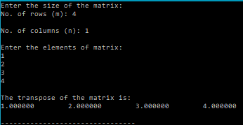 transpose c program output 1 - BragitOff.com